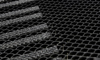 Entrance grids and matting systems are assembled from modules into ready-made large mats for entrances