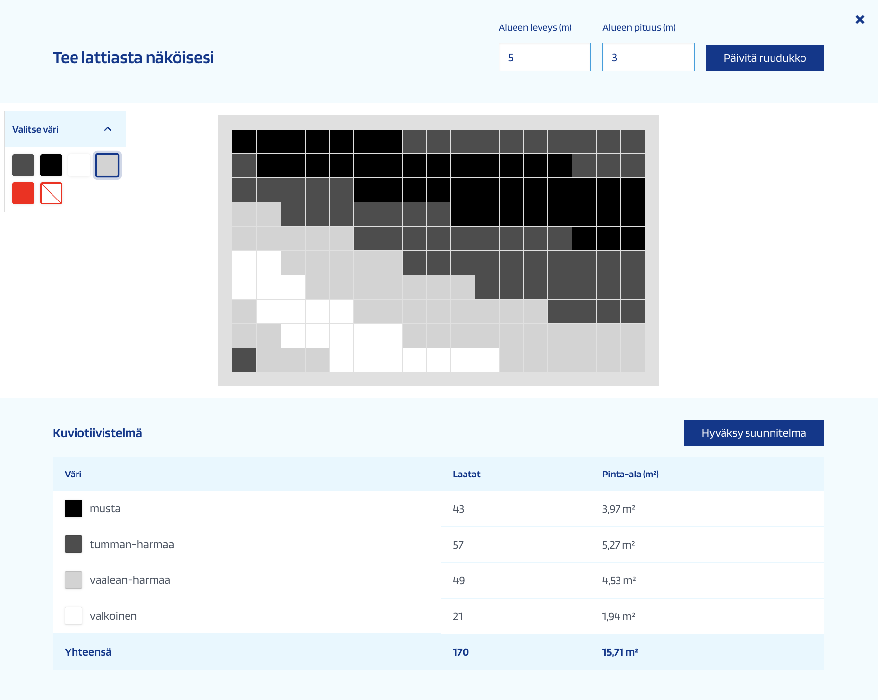 Preview of the pattern designer