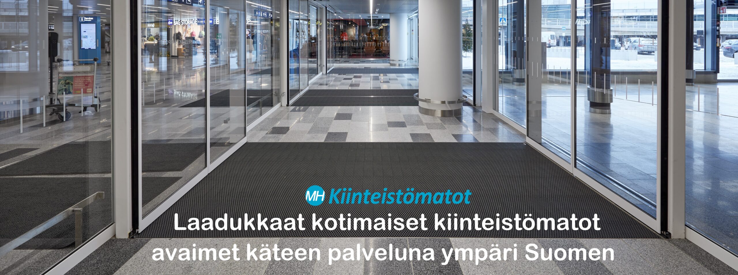 Jaguar tuulikaappimatot asennettuna uudistuneella Helsiki Vantaan lentoasemalla